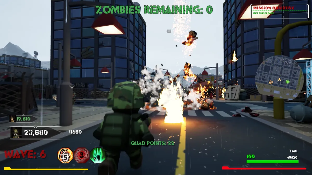 World War ToonZ explosion and zombie action during a wave