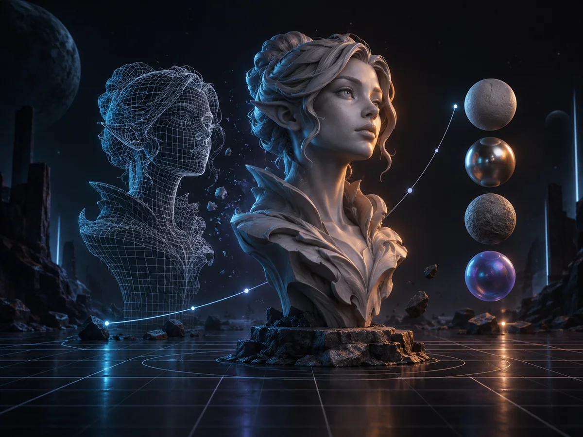 Illustrative 3D character production artwork